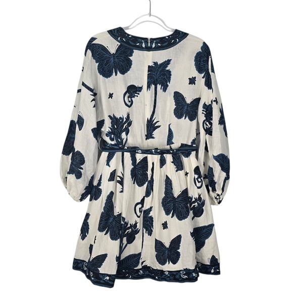 Banana Republic Linen Balloon Sleeve Mini Dress Butterfly Print Multi 12 NWOT - Picture 3 of 14